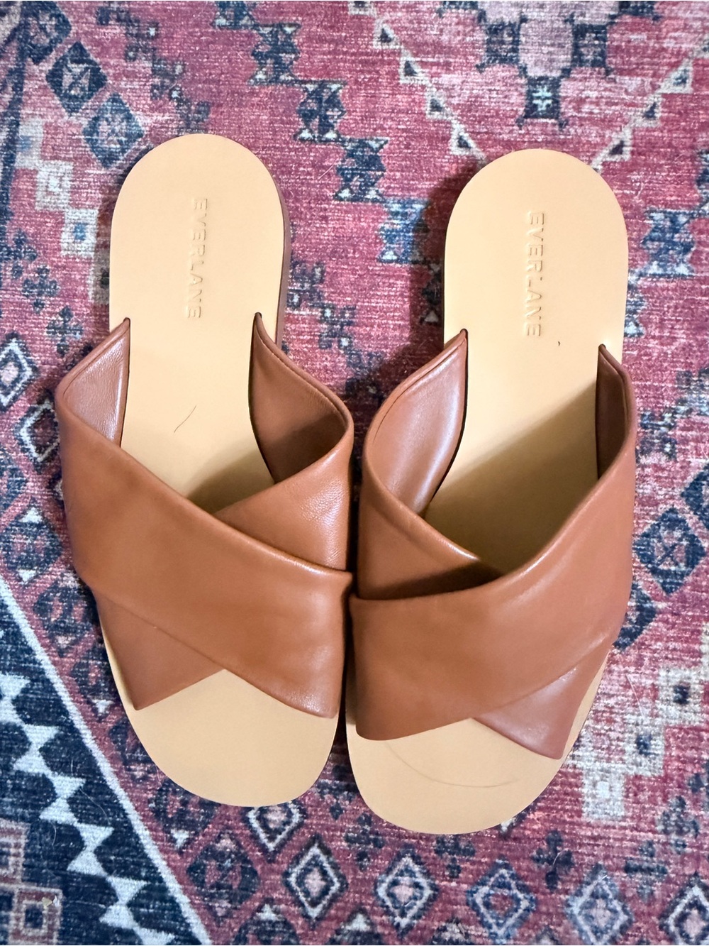 Everlane Women's Tan Leather Crossband Slide Mules